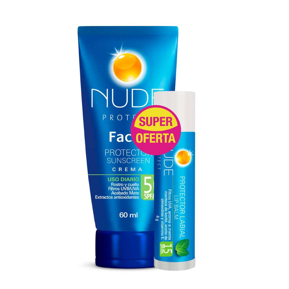 Protector Facial Spf50 + Labial Spf15 Nude 60Ml
