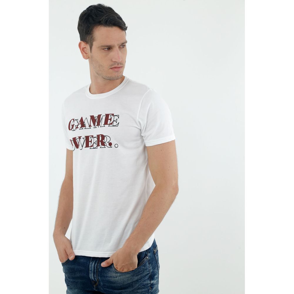 Camiseta Game Over Cuello V Blanca 