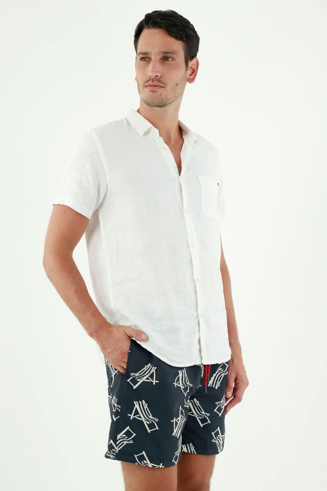 Ropa de baño para hombre tennis, pantaloneta plano estampado  silla playera