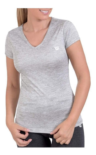 Camiseta Cuello V Wilson Jaspeada 71566 Mujer Gym Fitness