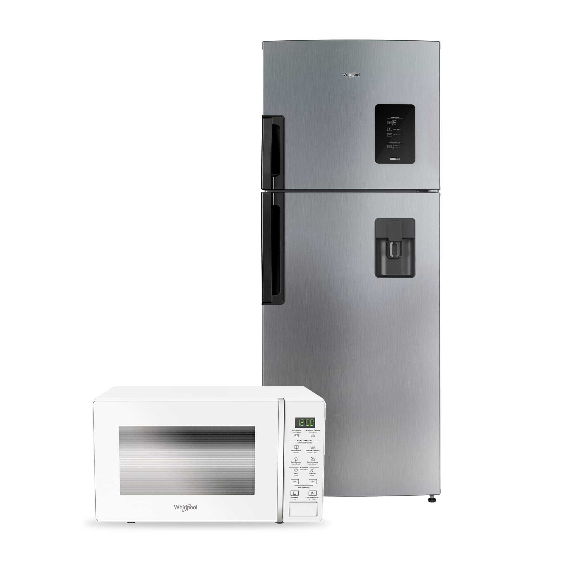 Combo Whirlpool Microondas 20L Blanco y Nevera Top Mountt 435L