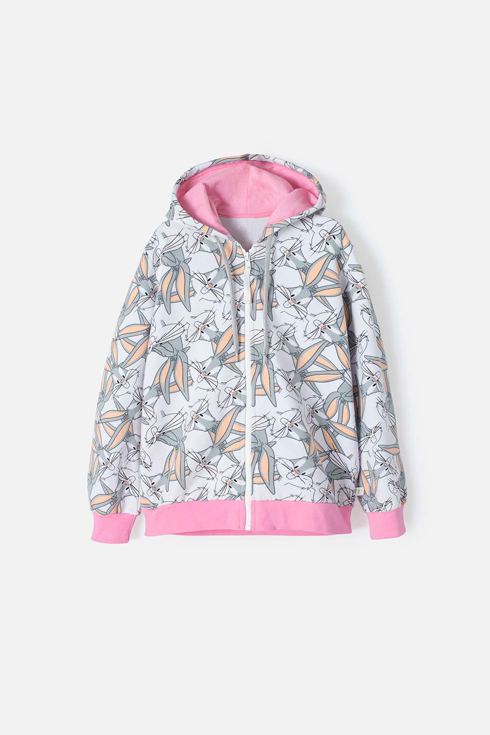 Buzo de Los Looney Tunes con cierre y chompa gris/rosado para niña