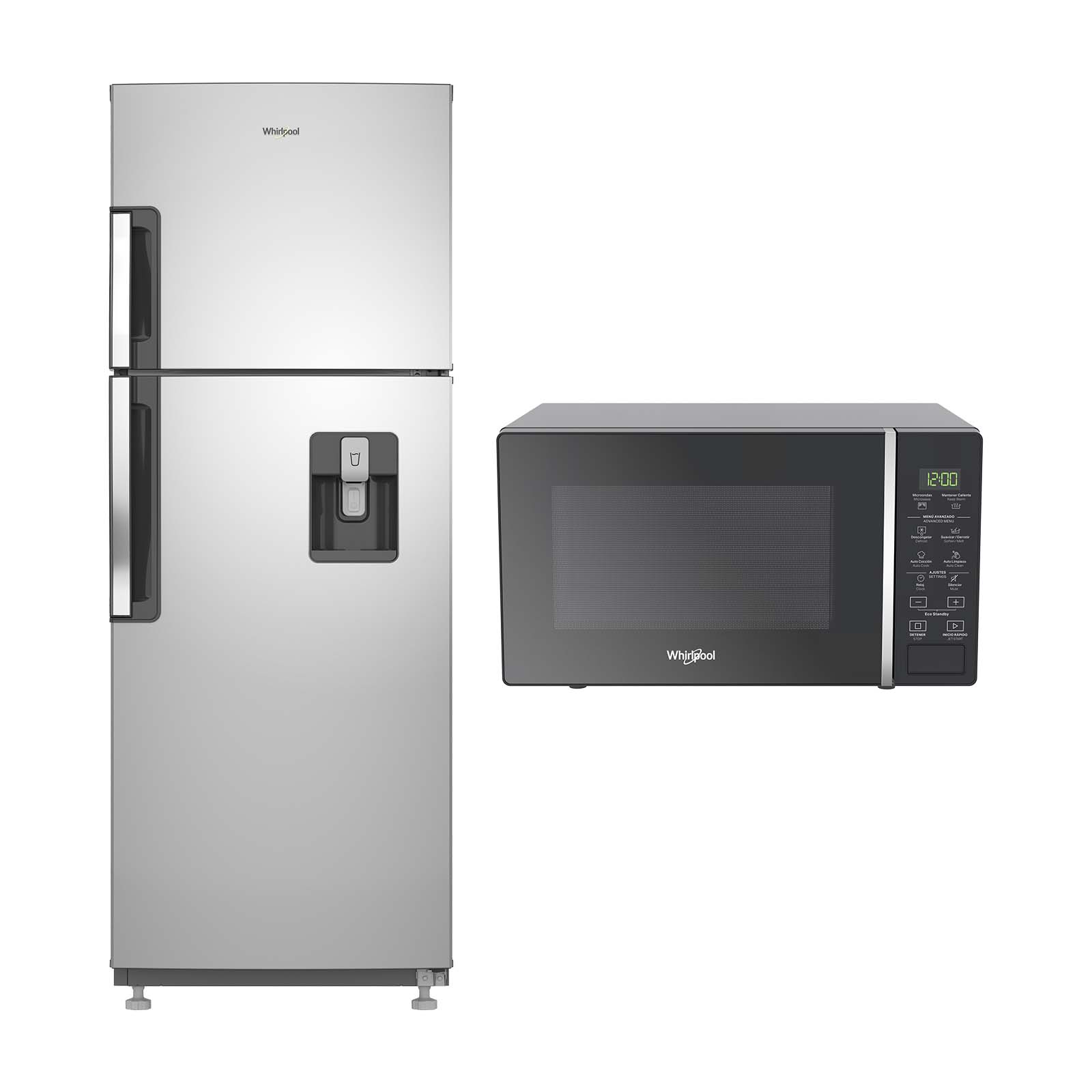Combo Whirlpool Nevera 284 Litros No Frost WRW27CKTWW y Microondas 20lt Negro WM1807B