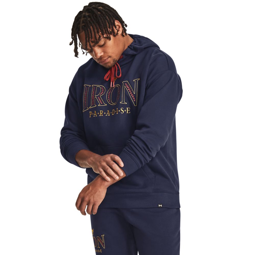 UA  Rock Rival Hoodie Hoodie azul de hombre para entrenamiento