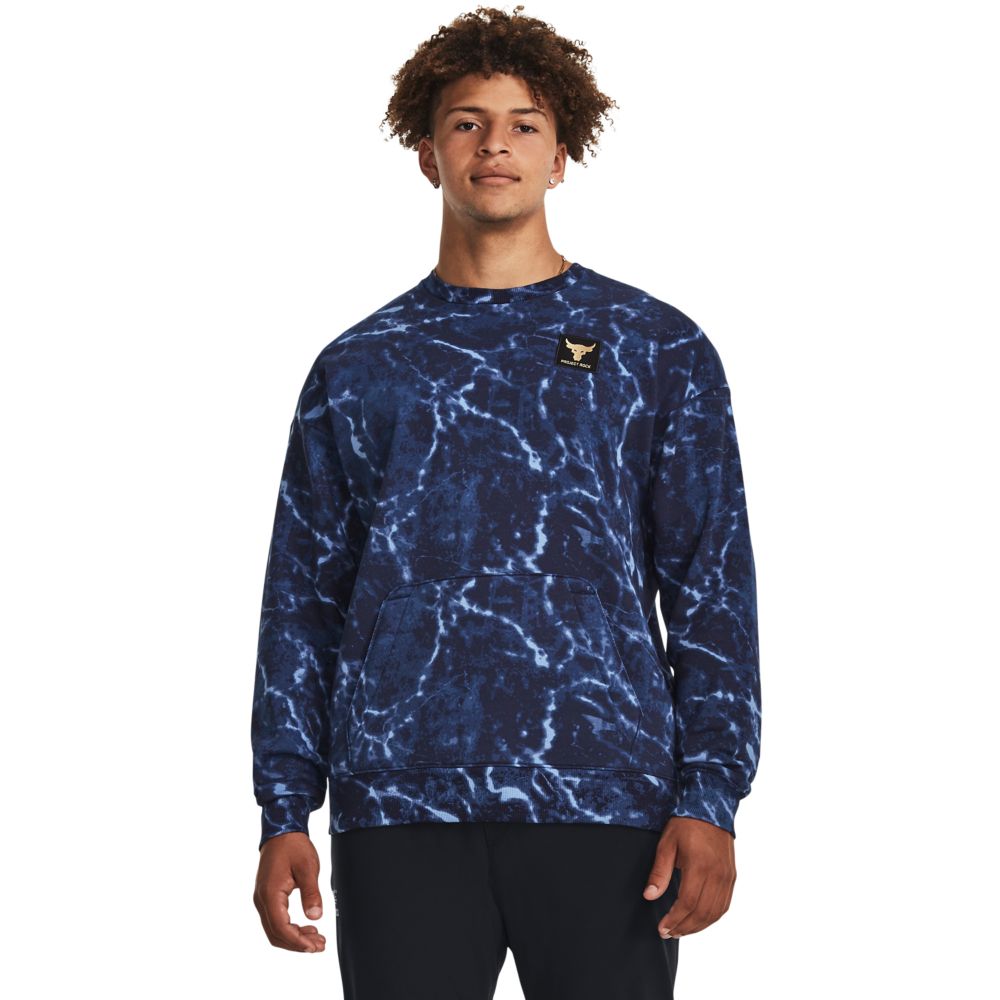 UA  Rock Rival Fleece Crew Buzo azul de hombre para entrenamiento