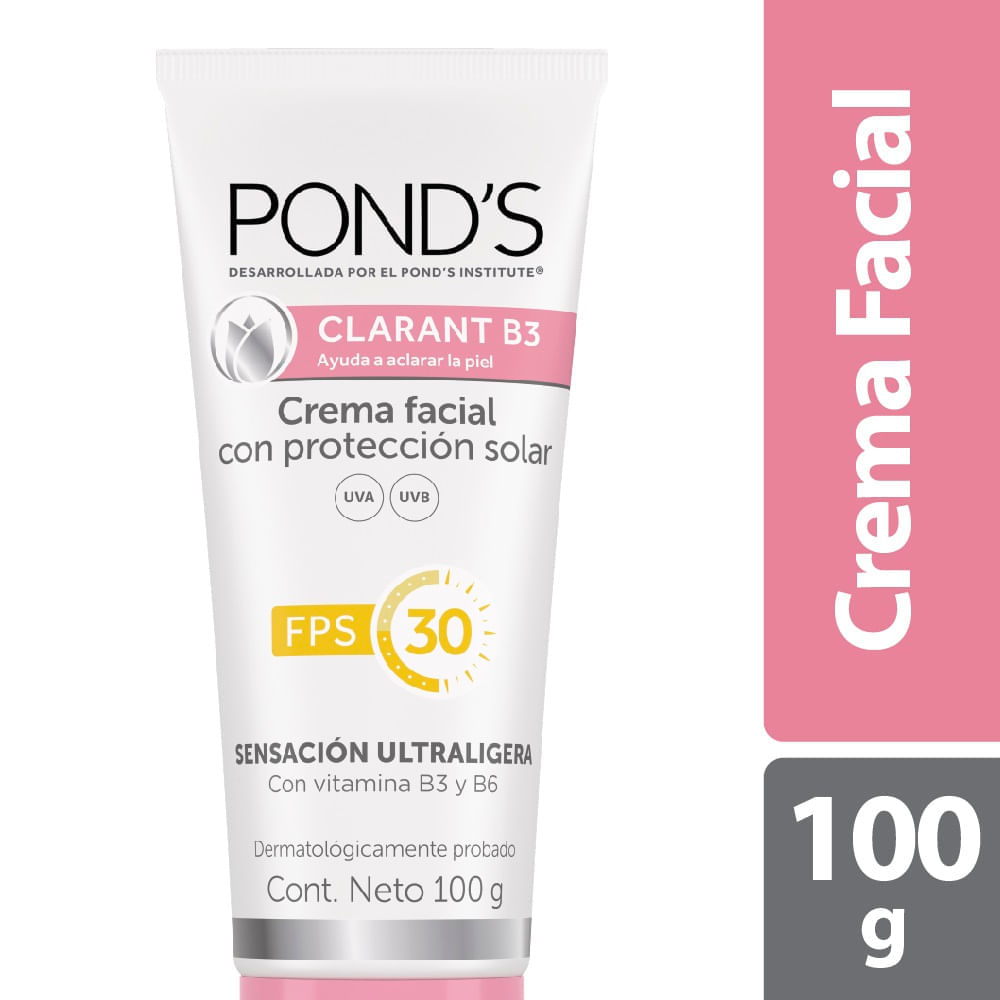Crema Facial Ponds Clarant B3 Proteccion Solar Fps 30 X 100G