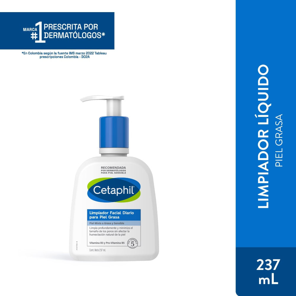 Limpiador Cetaphil Líquido Facial Diario Para Piel Grasa X 237ml