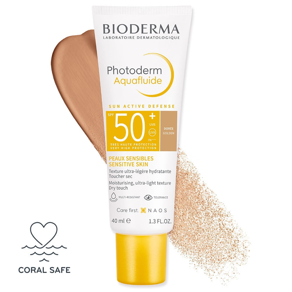 Bioderma Photoderm Aquafluide Dorado SPF 50+ Protector Solar Toque Seco Para Piel Normal A Mixta X 40ml