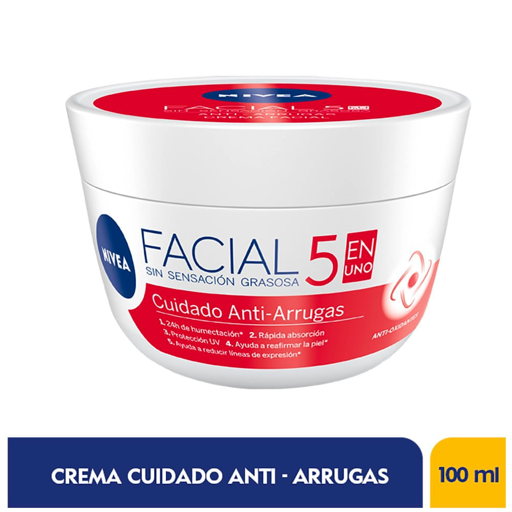 Crema Facial Nivea Cuidado Anti-Arrugas 5 En 1 X 100Ml