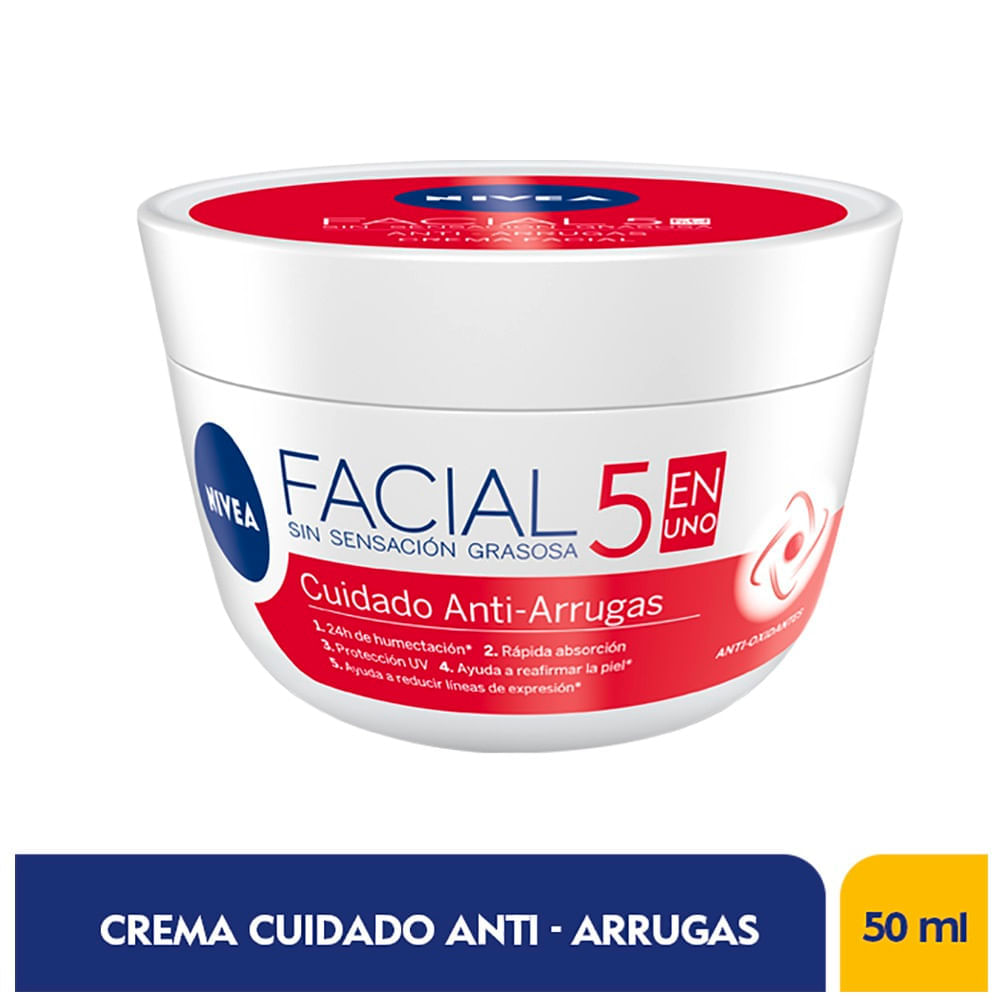 Crema Facial Nivea Cuidado Anti-Arrugas 5 En 1 X 50Ml