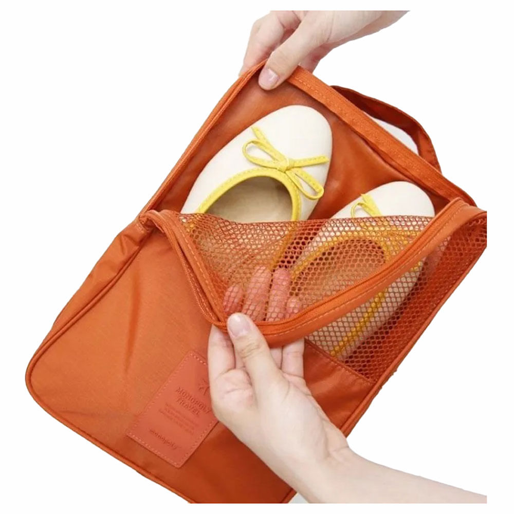 Maleta Bolso Portatil Organizador Zapatos Viaje Impermeable Naranja