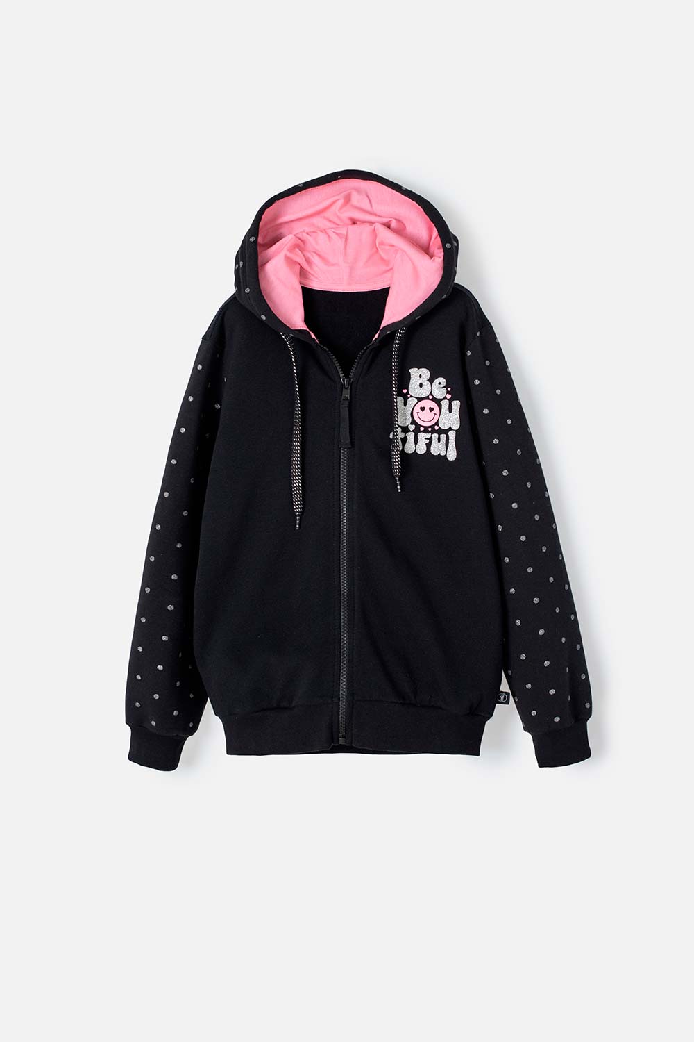 Buzo con cierre de Mic negro para niña