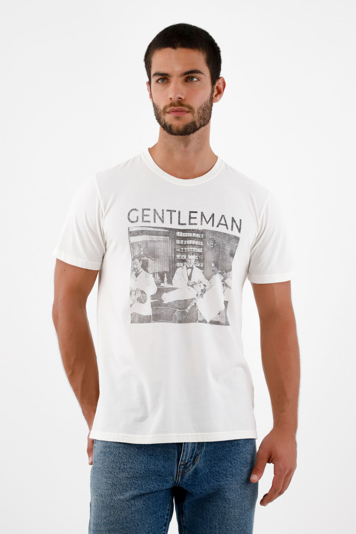 Camiseta crudo estampada para hombre
