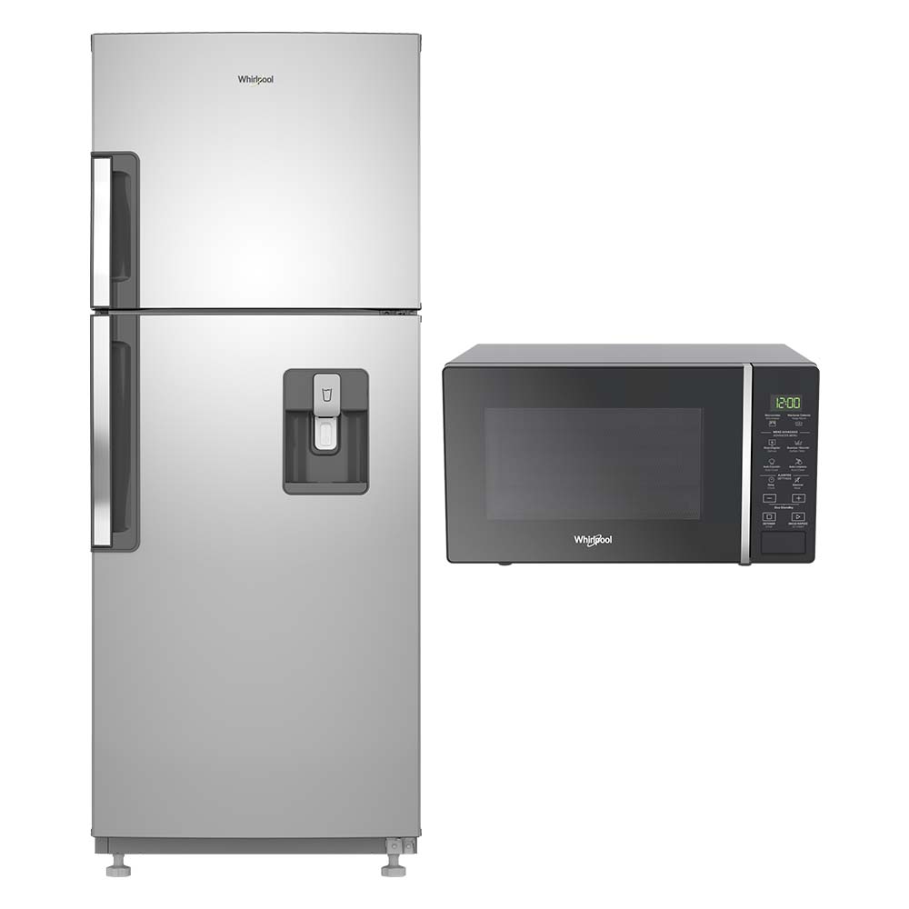 Combo Whirlpool Nevera No Frost 262 Litros WRW25CKTWW y Microondas 20lt Negro WM1807B