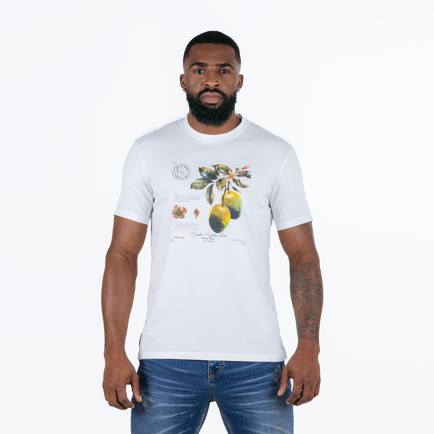 Camiseta Manga Corta Color Ivory Para Hombre