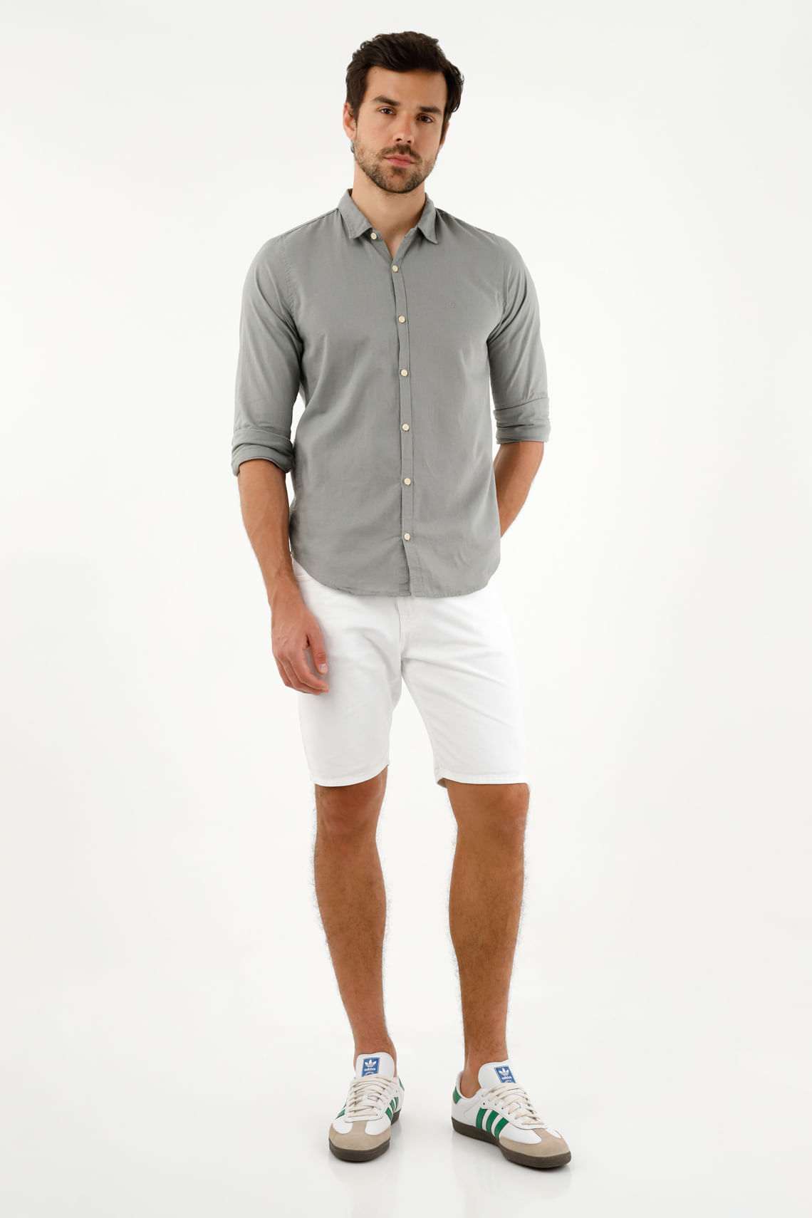 Camisa cuello clásico azul para hombre