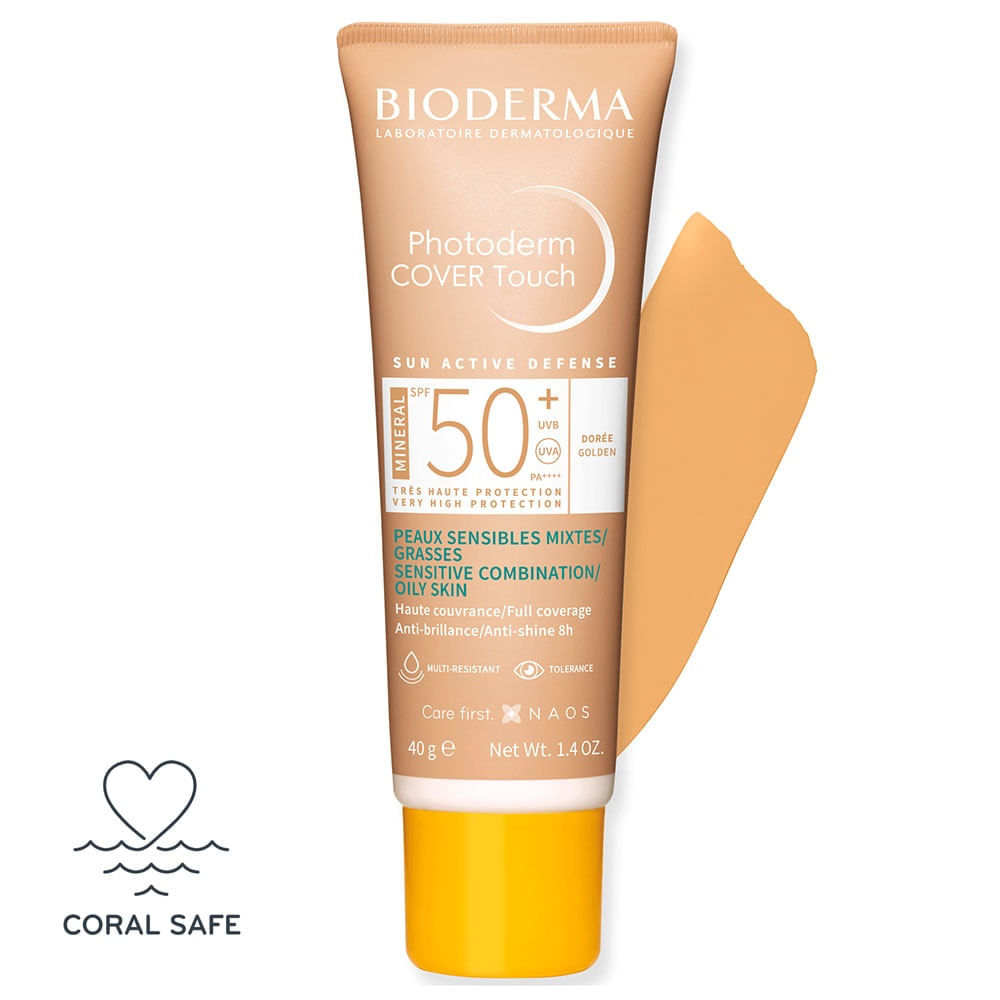 Bioderma Photoderm Cover Touch Dorado Spf 50 Protector Solar Para Piel Mixta A Grasa X 40Ml