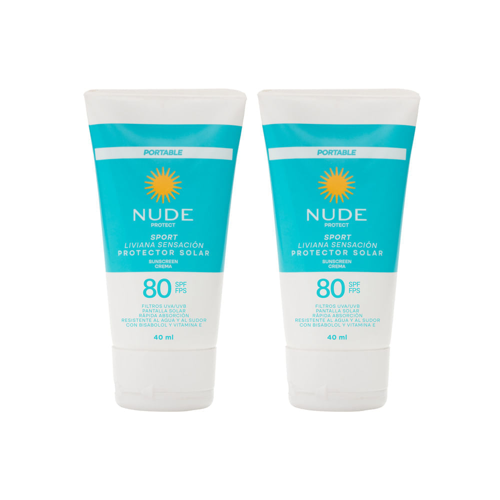 Promoción Nude Protector Solar Sensación Liviana SPF80 40ml x2 uds
