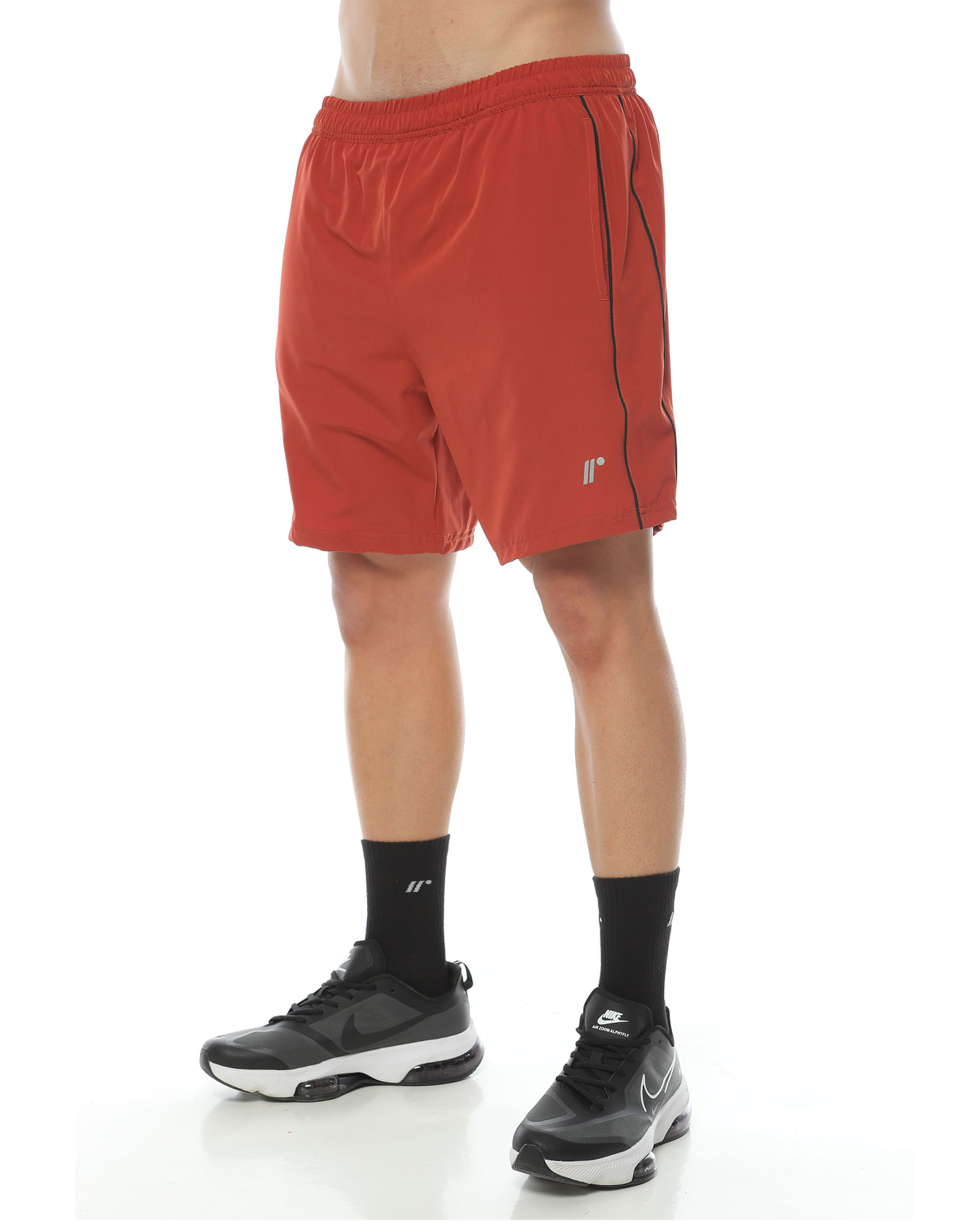 Pantaloneta Deportiva,  Color Ladrillo/Negro Para Hombre