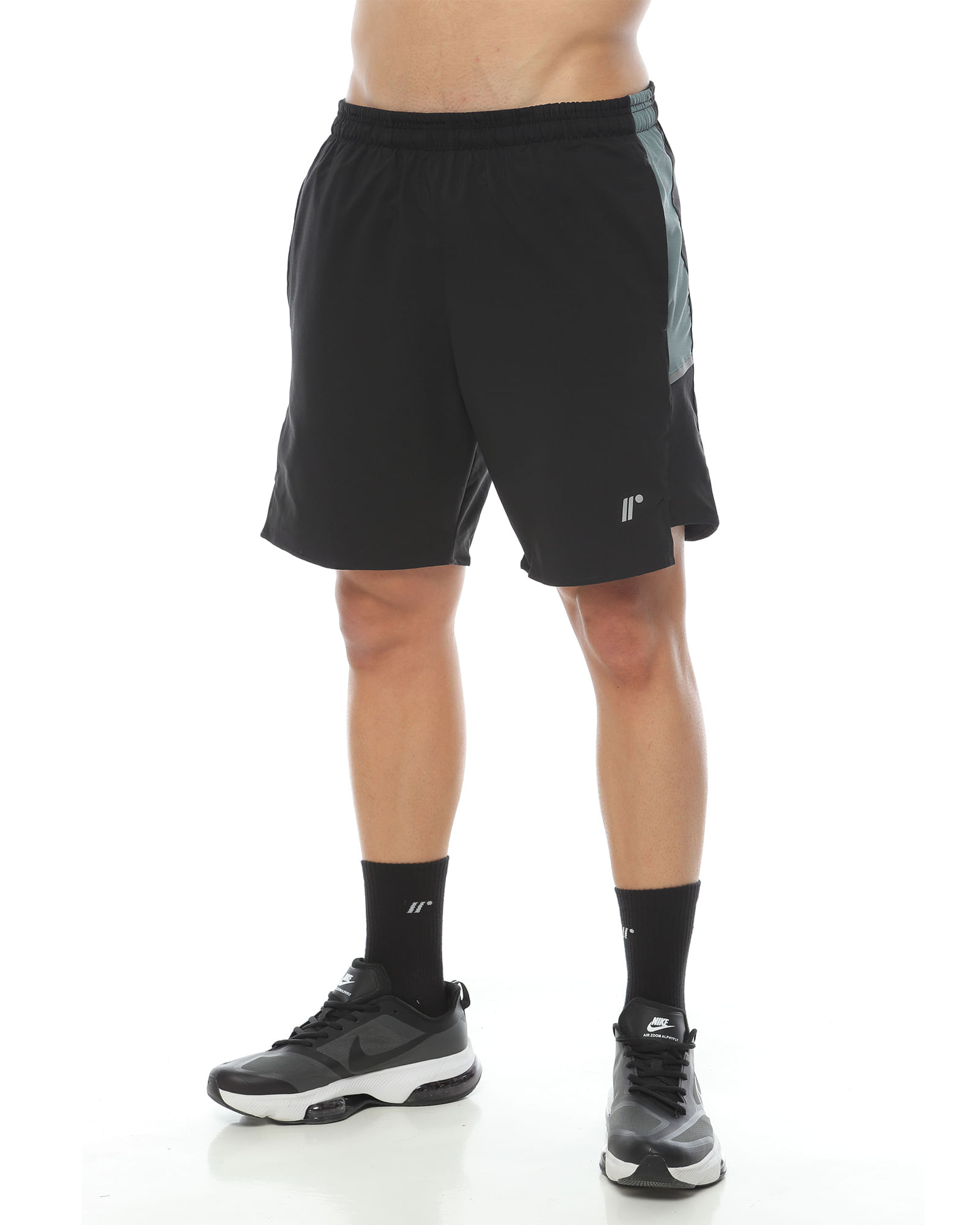 Pantaloneta Deportiva, Color Negro/Verde Para Hombre