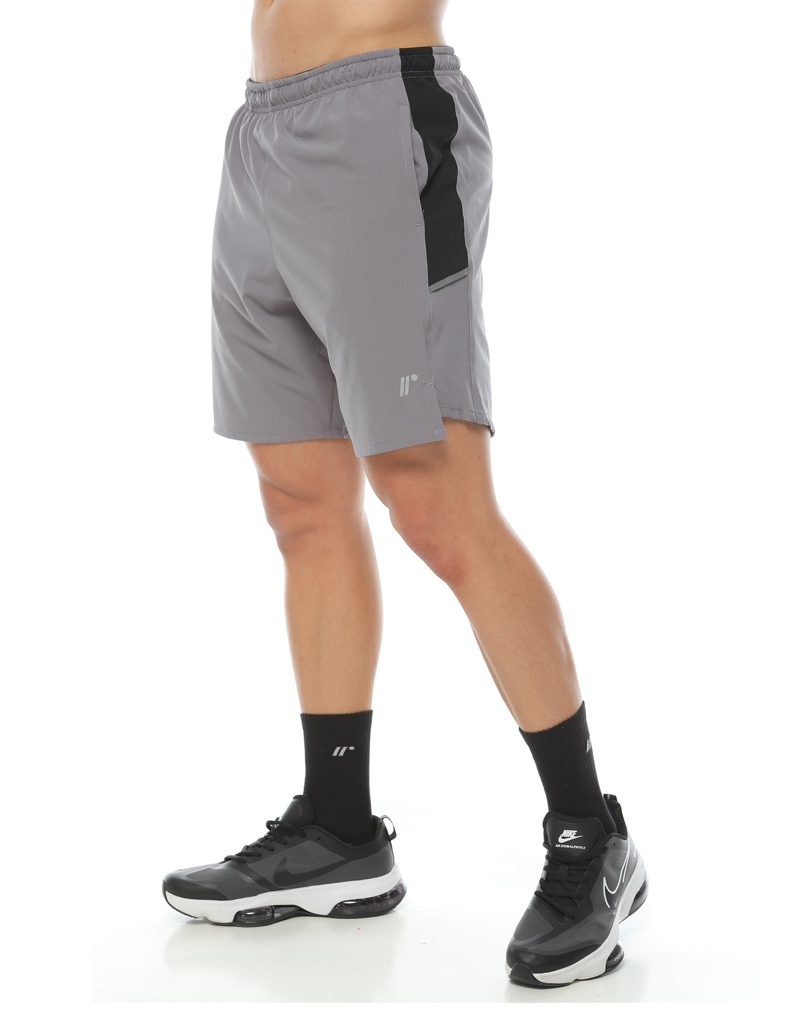 Pantaloneta Deportiva,  Color Gris/Negro Para Hombre