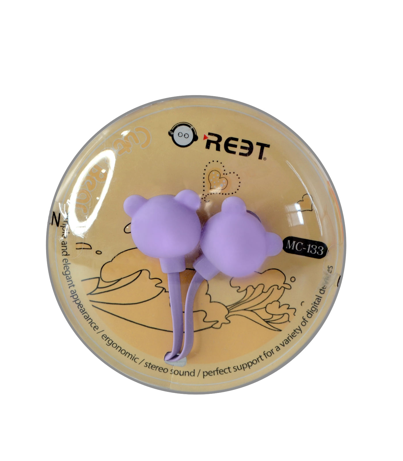Manos Libres Auriculares Con Diseño Oso de Chupa Entrada 3.5 Violeta
