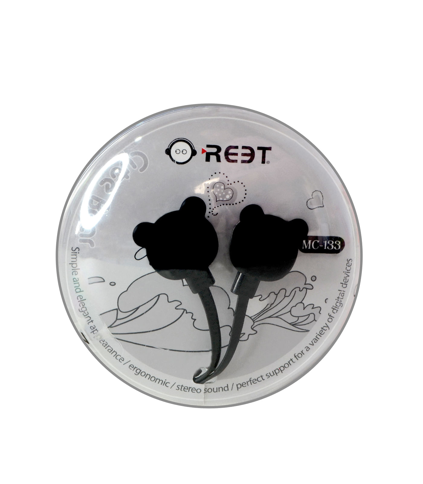 Manos Libres Auriculares Con Diseño Oso de Chupa Entrada 3.5 Negro