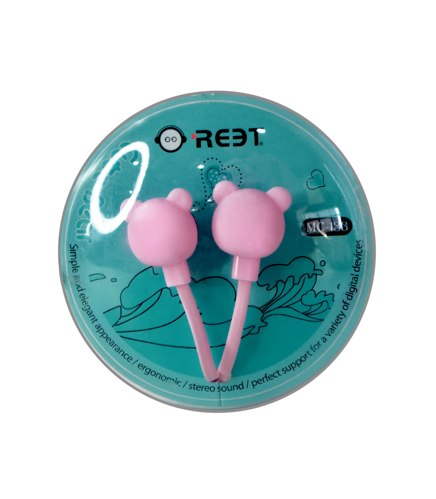 Manos Libres Auriculares Con Diseño Oso de Chupa Entrada 3.5 Rosa