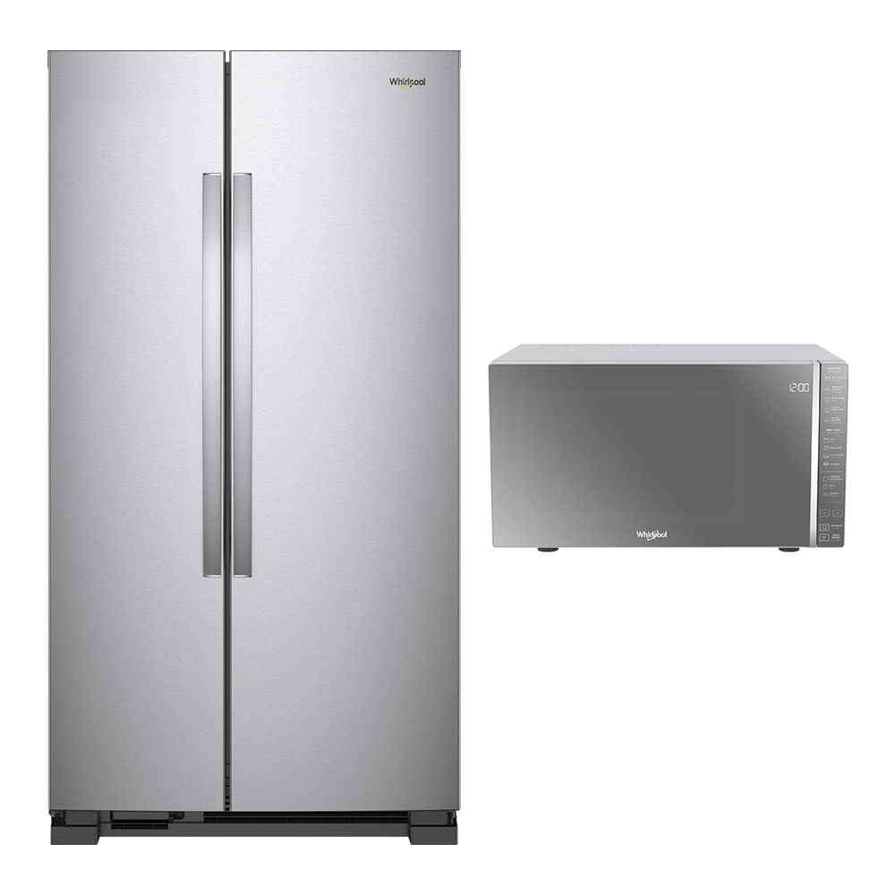Combo Microondas Whirlpool 30L Silver y Nevera Side by Side 709 Lt