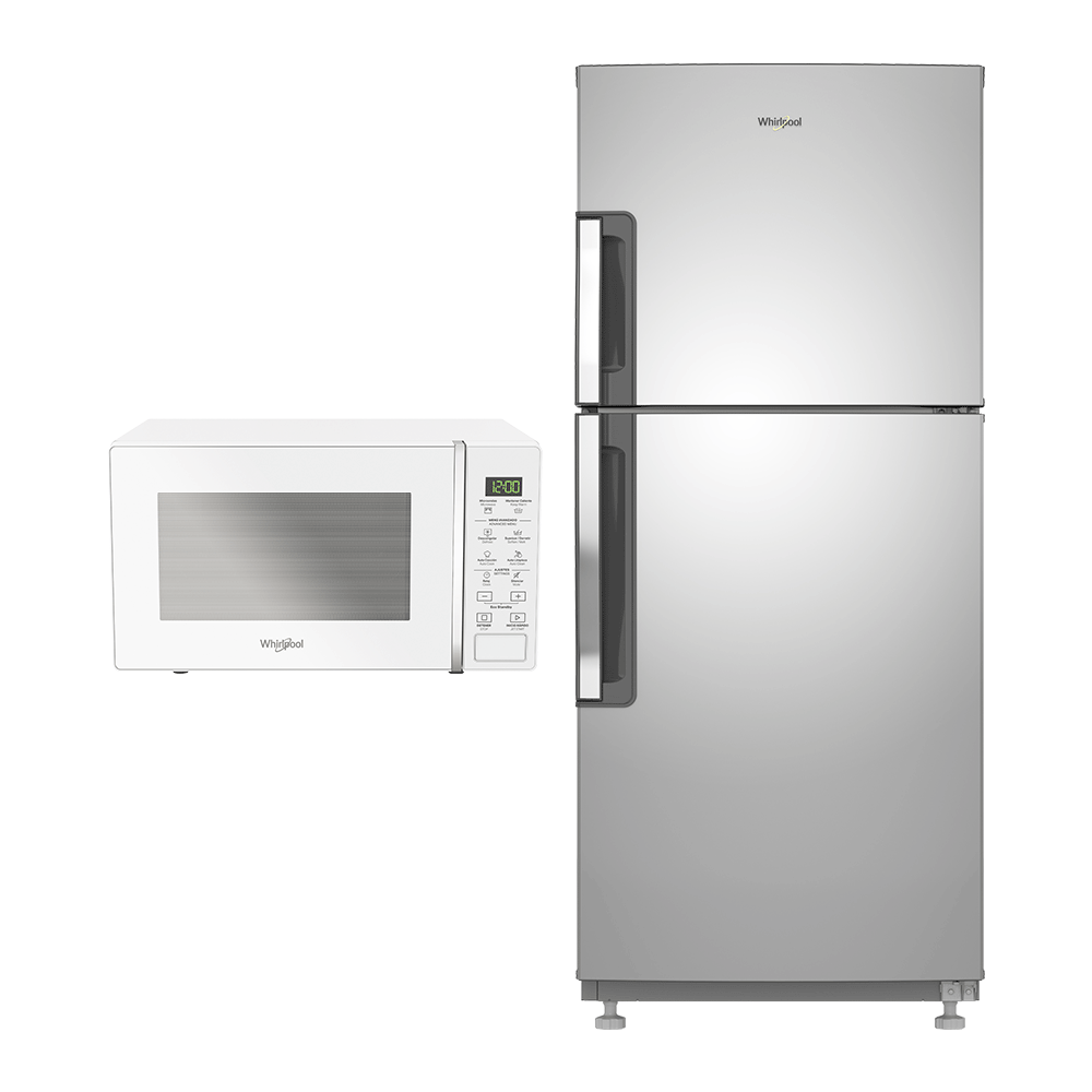 Combo Microondas 0.7 p³ Blanco y&nbsp;Nevera Whirlpool Top Mount 234 Lts