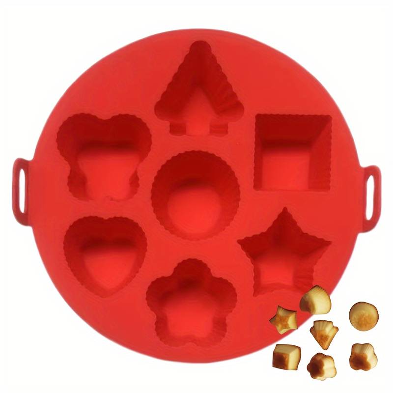 Molde Air Fryer Cup Cake x7 Compartimientos 21cm Reutilizable Rojo