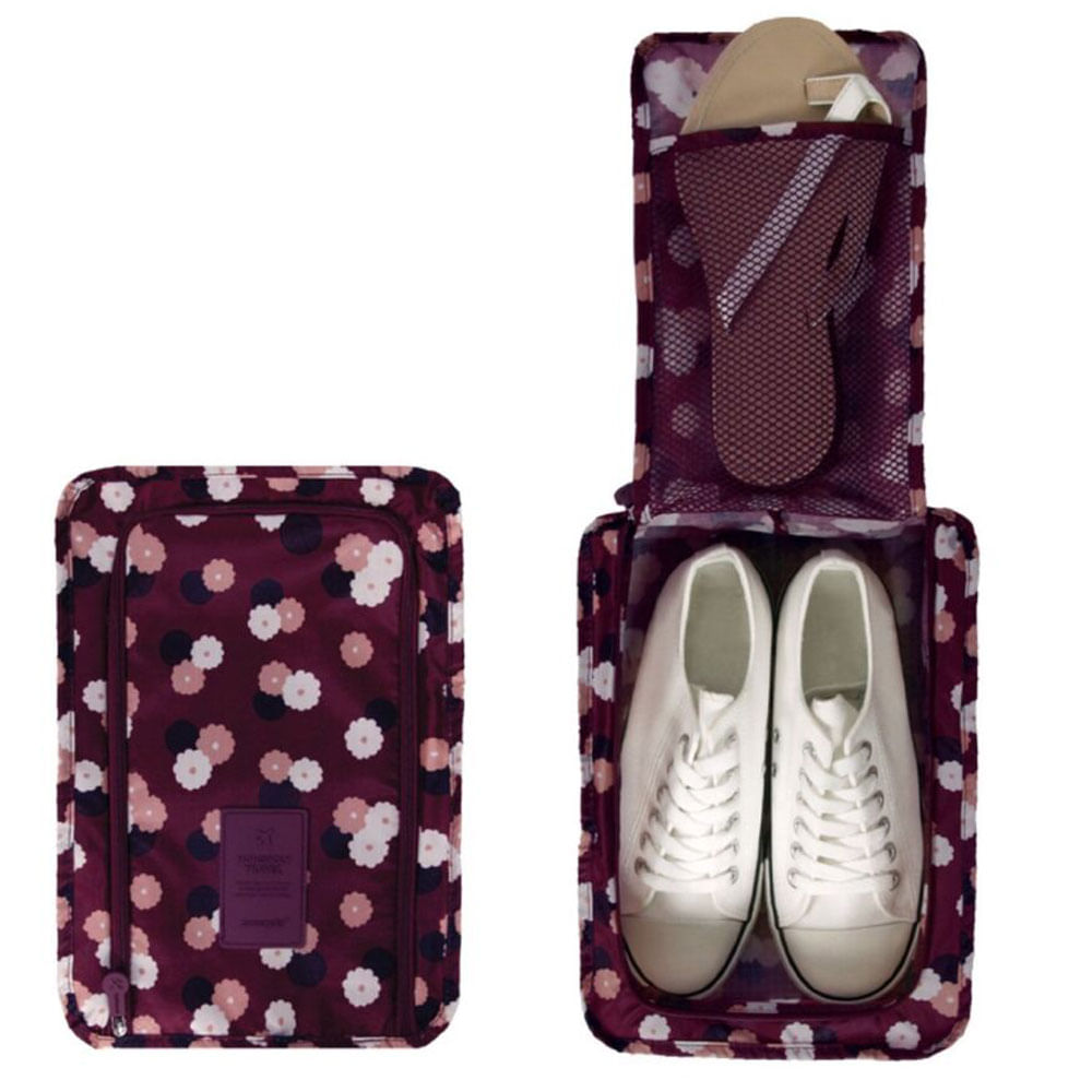 Organizador Viajero Zapatos Pequeño Impermeable Diseño Flores Purpura