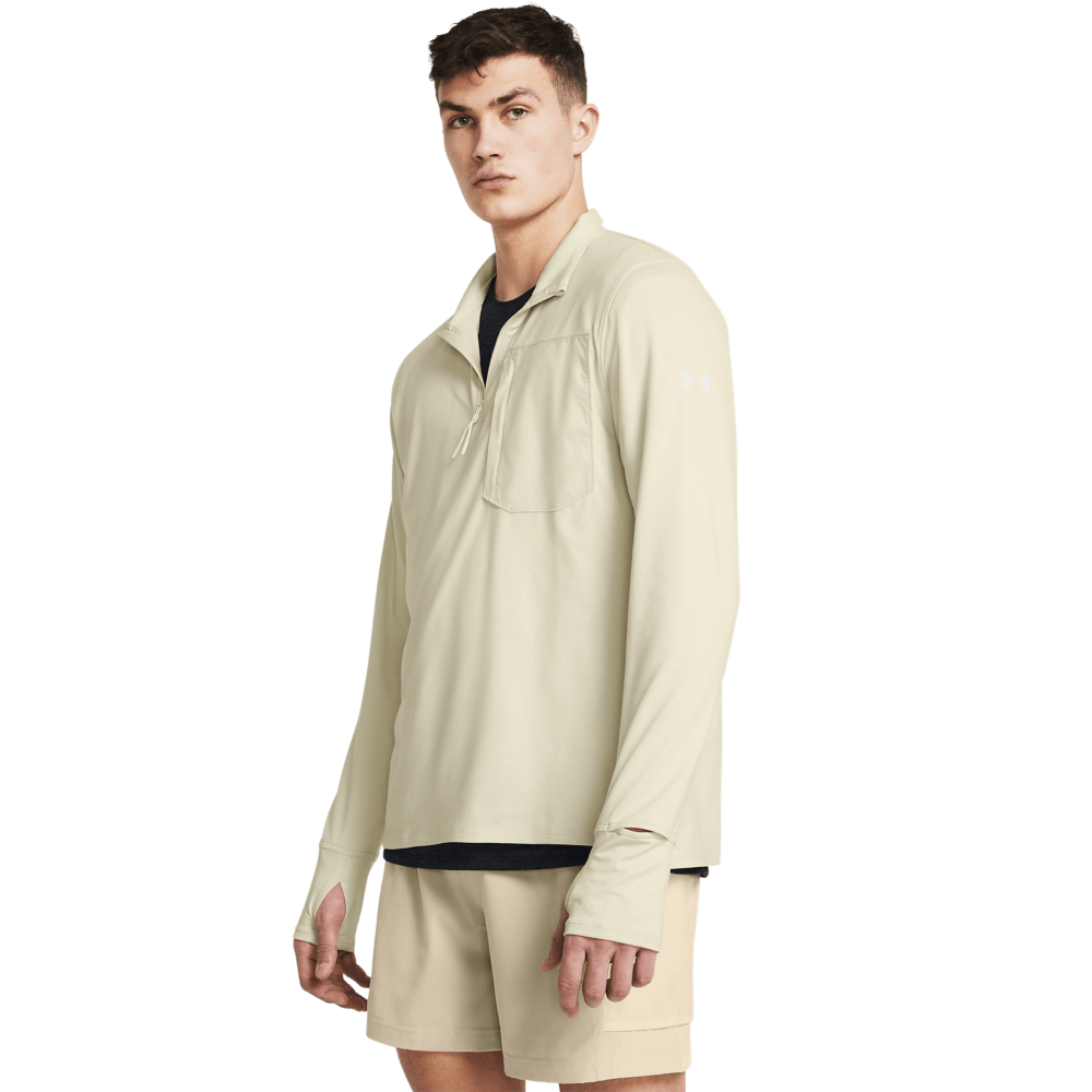 UA Run Trail Quarter Zip Buzo beige de hombre para correr