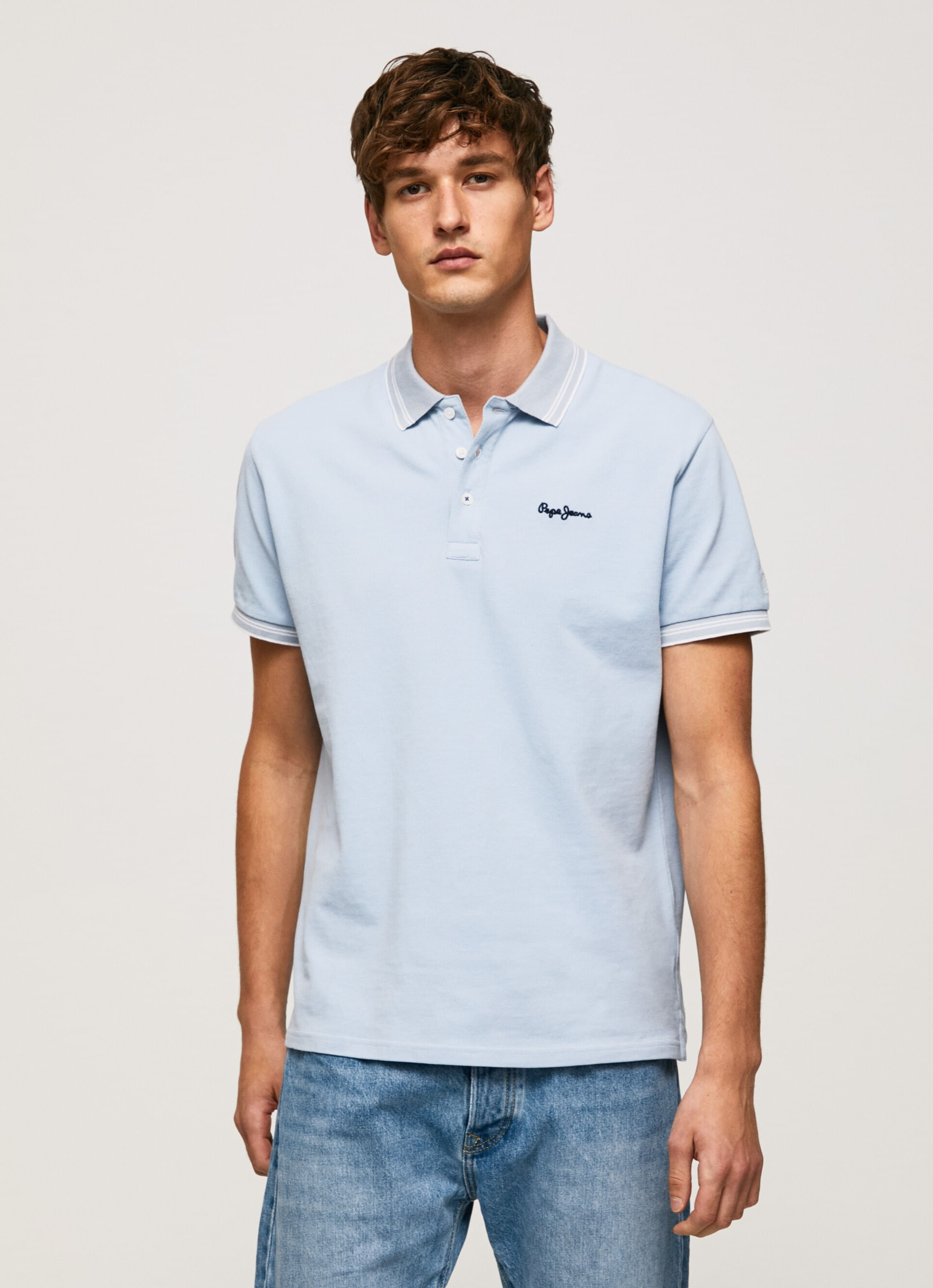 Camisa Polo Pepe Jeans Para Hombre Jett Color Azul Claro