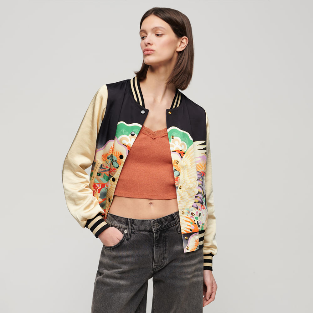 Chaqueta Casual Para Mujer Suikajan Printed Bomber Superdry