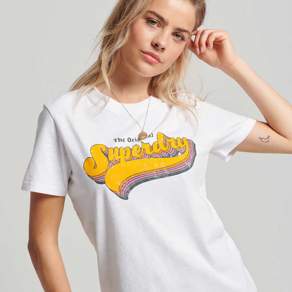 Camiseta Manga Corta Para Mujer Vintage Rainbow Tee Superdry