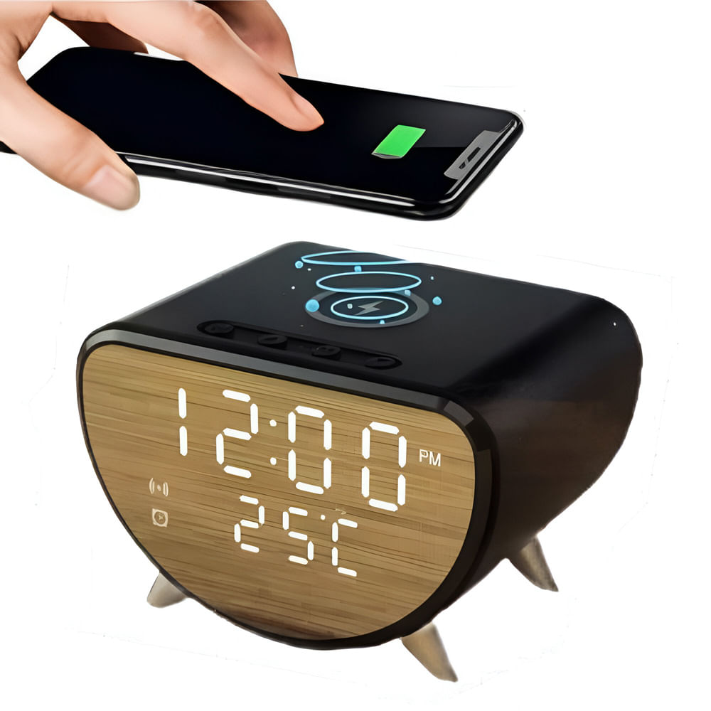 Reloj Despertador Digital Cargador Inalambrico Termometro