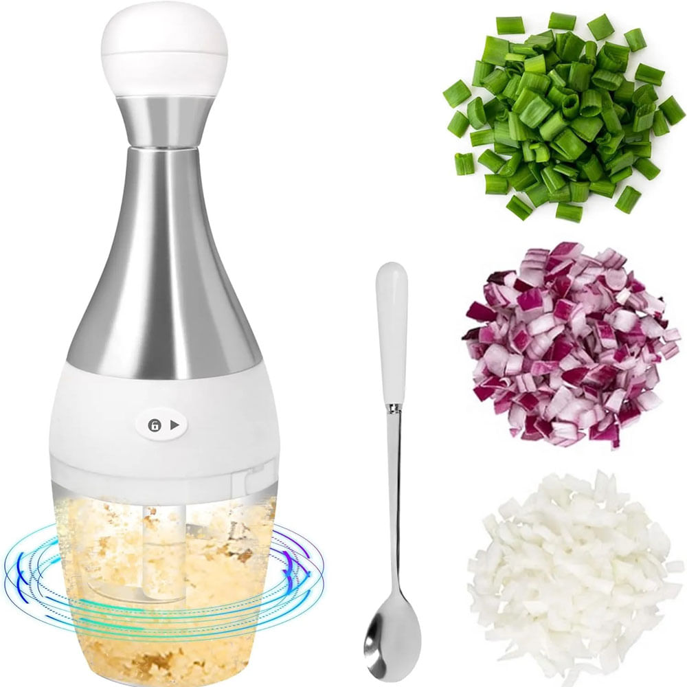 Picador Triturador Manual Alimentos Ajo Verduras Acero Inoxidable