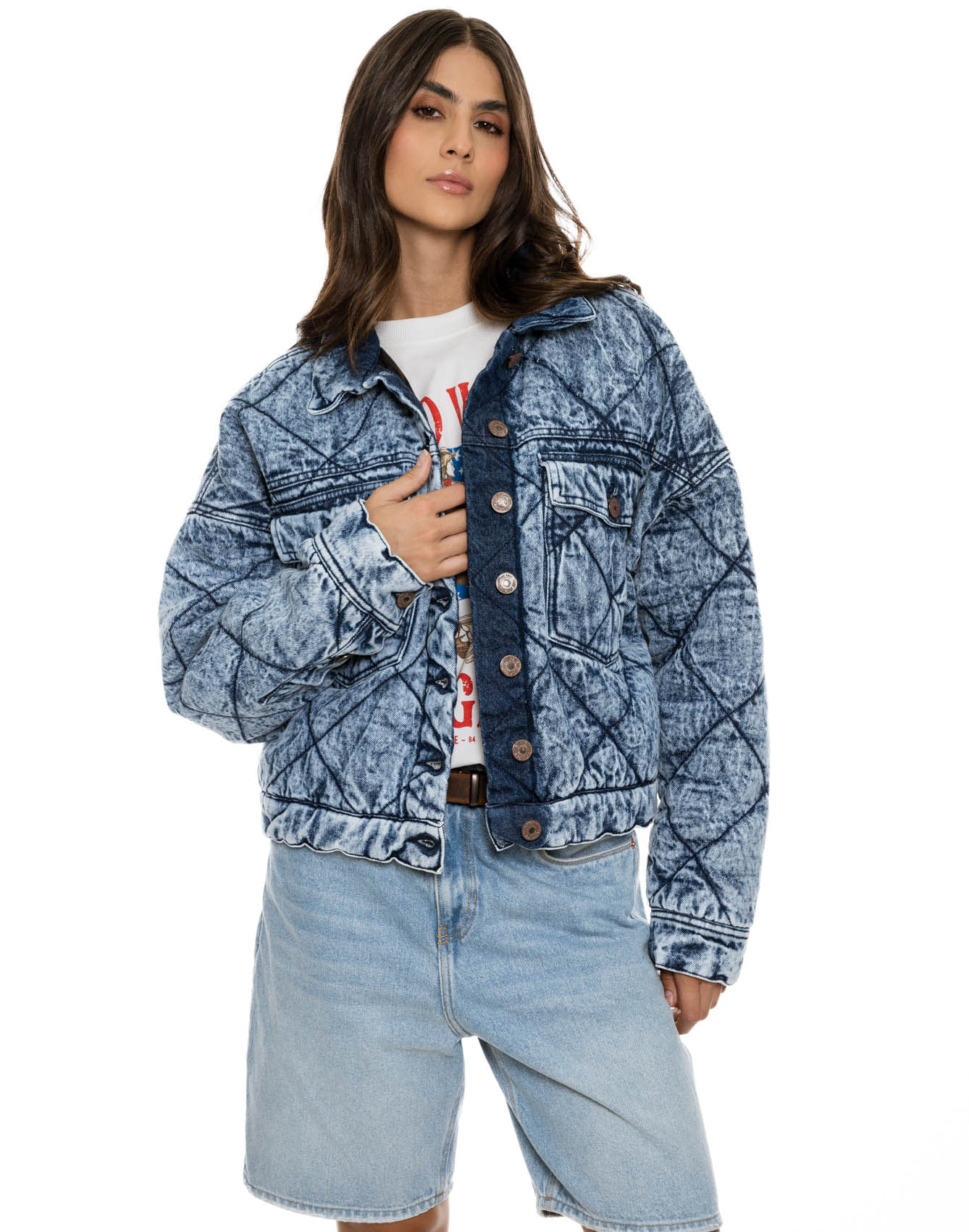 Chaqueta Oversized En Denim Acolchada