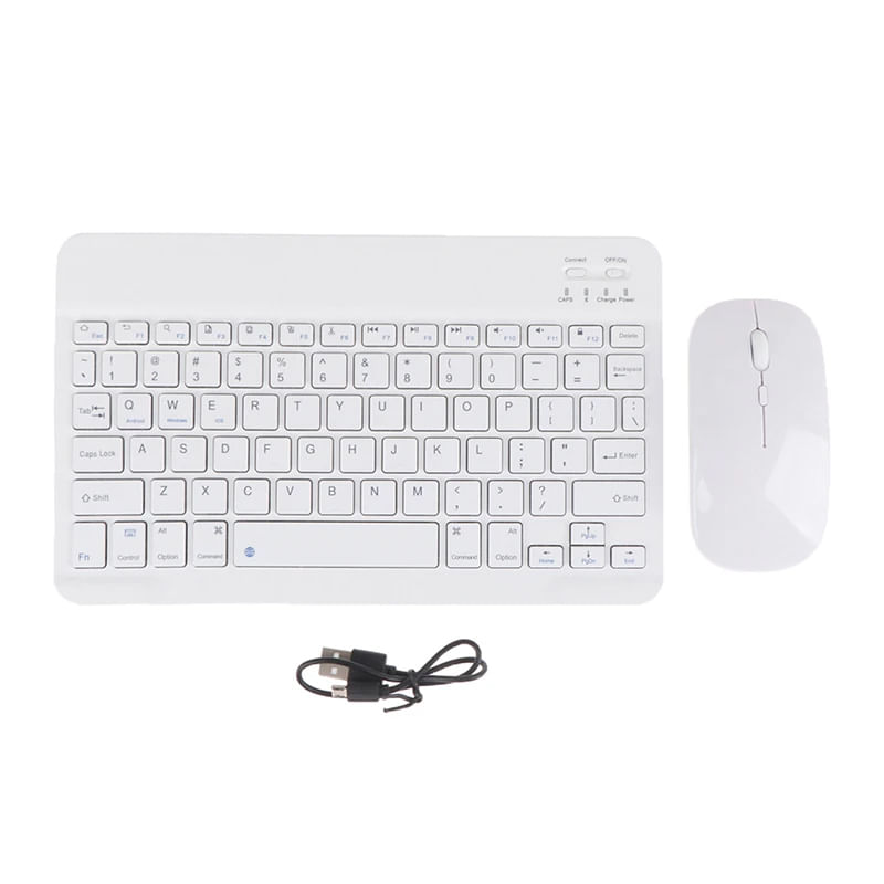 Mouse Raton Teclado Bluetooth Inalámbrico Recargable Blanco
