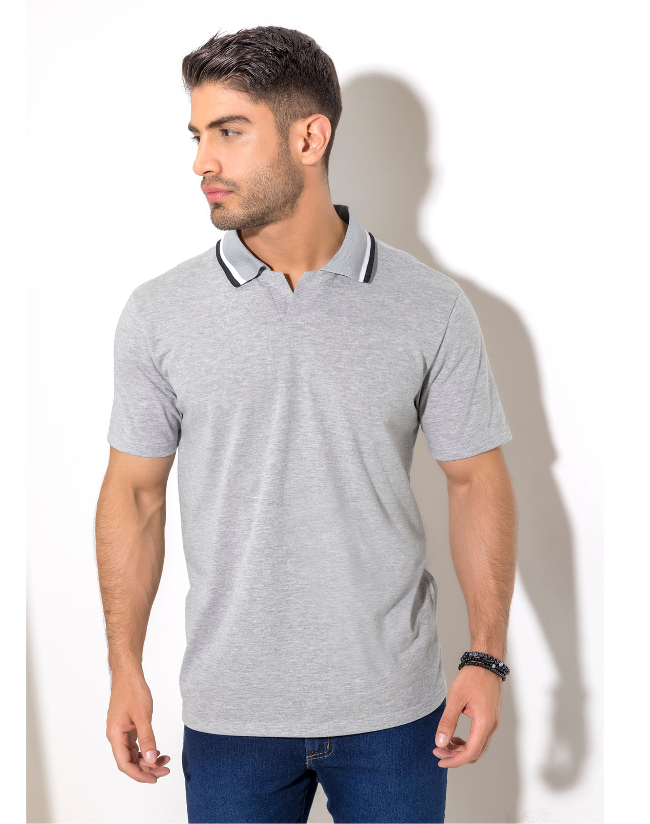 Polo Hombre Gris Jaspe Mp 2147