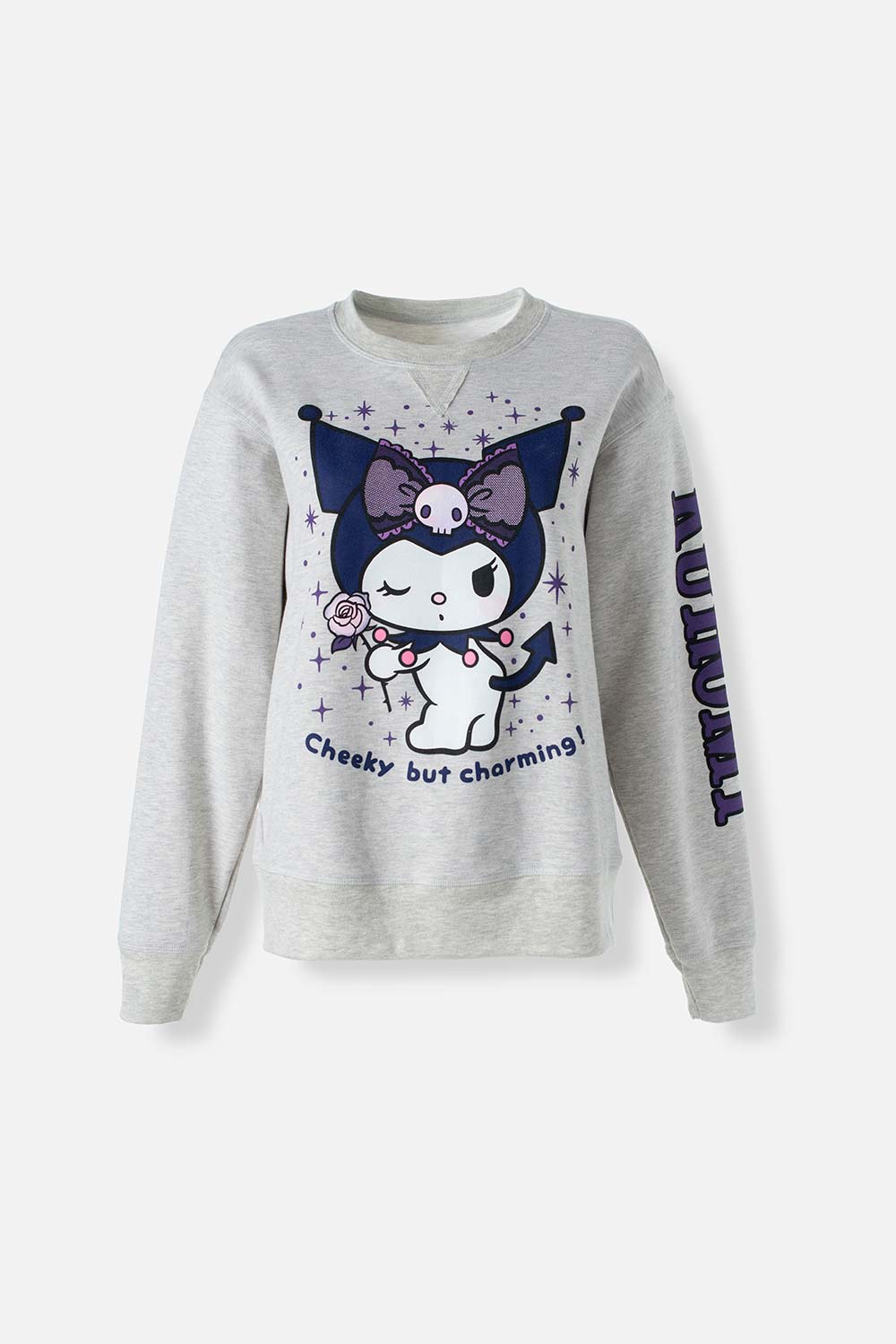 Buzo de Kuromi cerrado gris jaspe para mujer