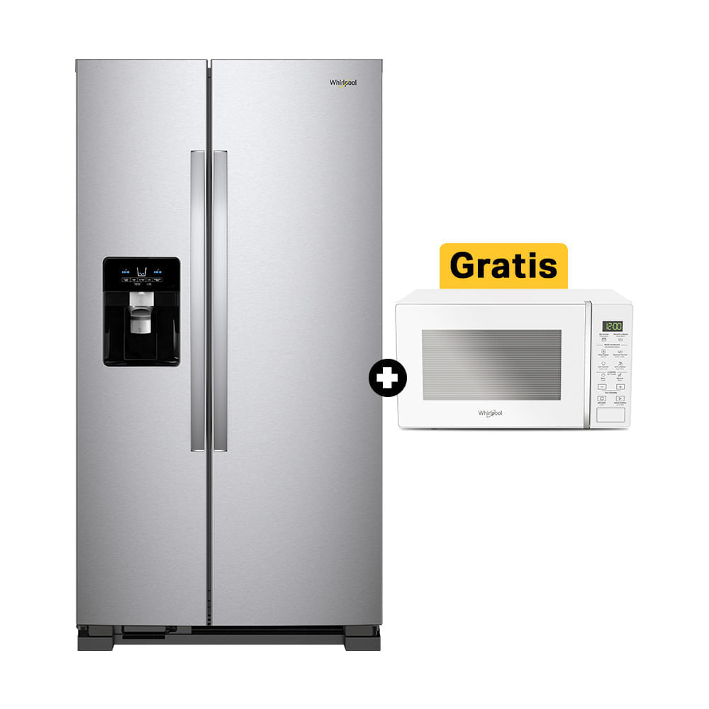 Combo Nevera Whirlpool side by side 692Lts + GRATIS Microondas 0.7 p³ Blanco