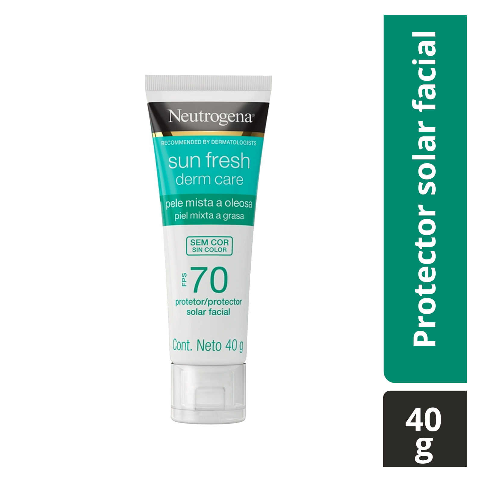 Protector Solar Facial Sin Tono Neutrogena Sun Fresh Derm Care FPS70 40g