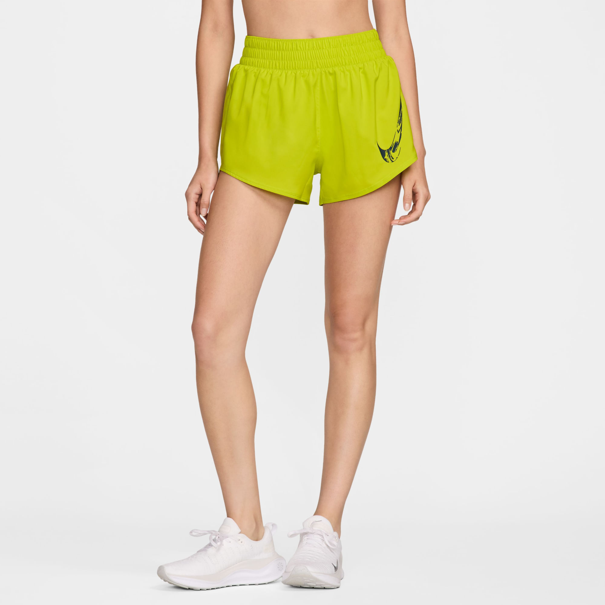 Nike W Nk One Swh Hb Df Mr Br Srt Pantaloneta verde de mujer para correr