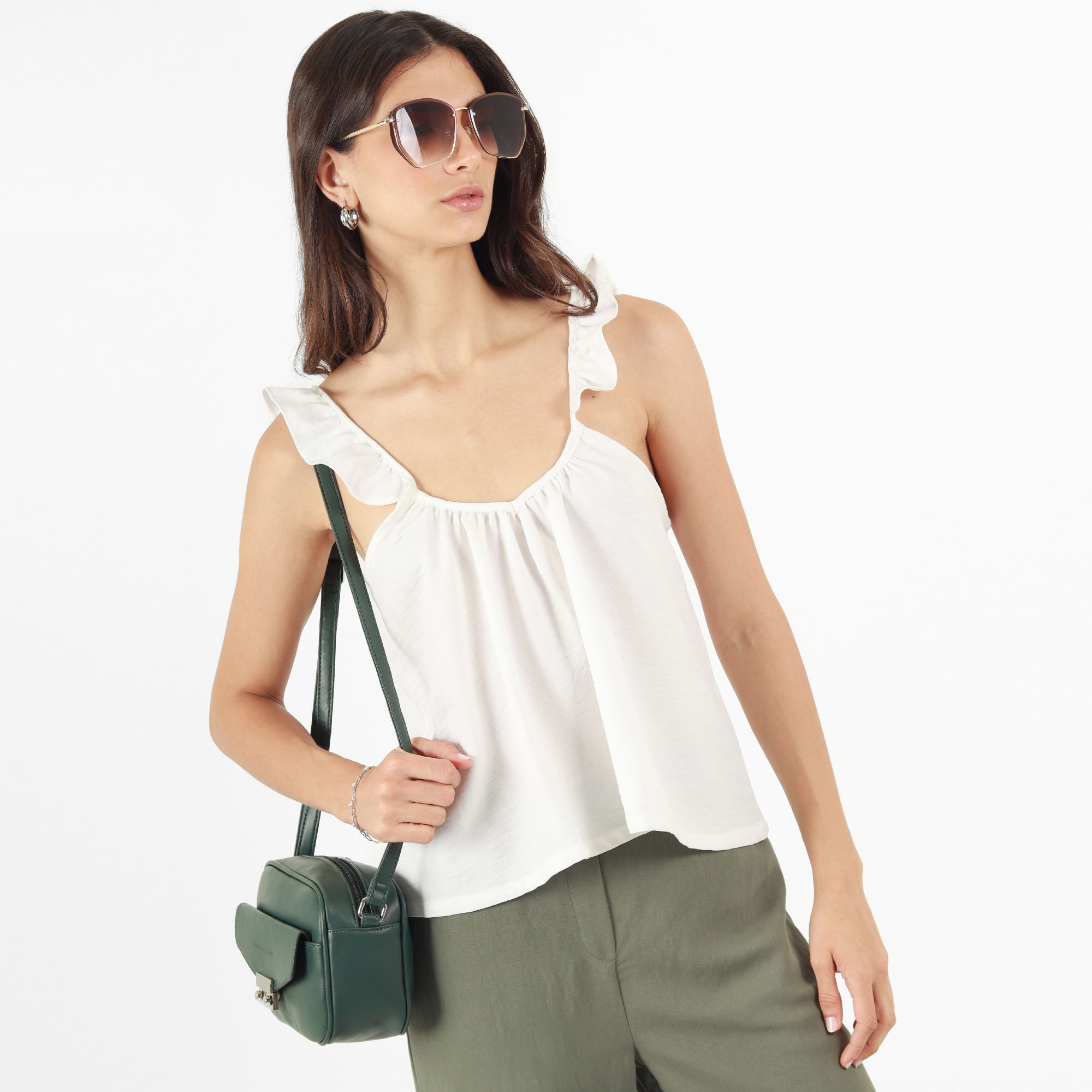 Blusa Cuello Strap Manga Tiras