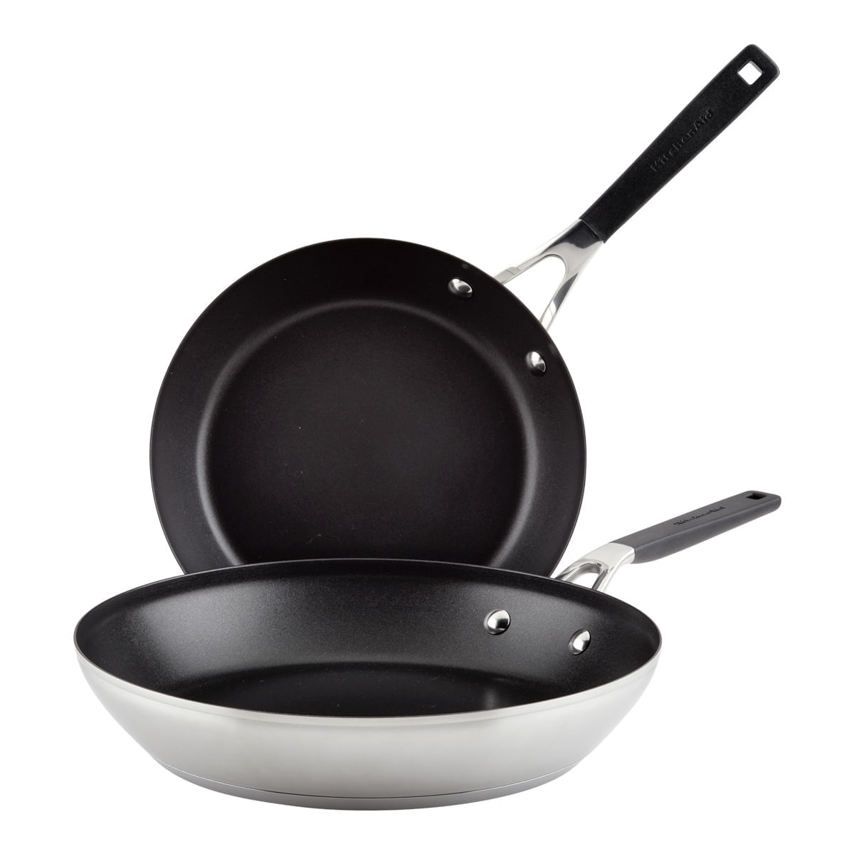 Set sartenes 24cm y 30cm. Acero inoxidable, placa de inducción, KitchenAid.