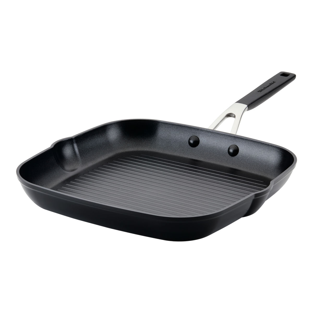 Plancha con grill 29cm, anodizado duro antiadherente. Negro Onyx KitchenAid.