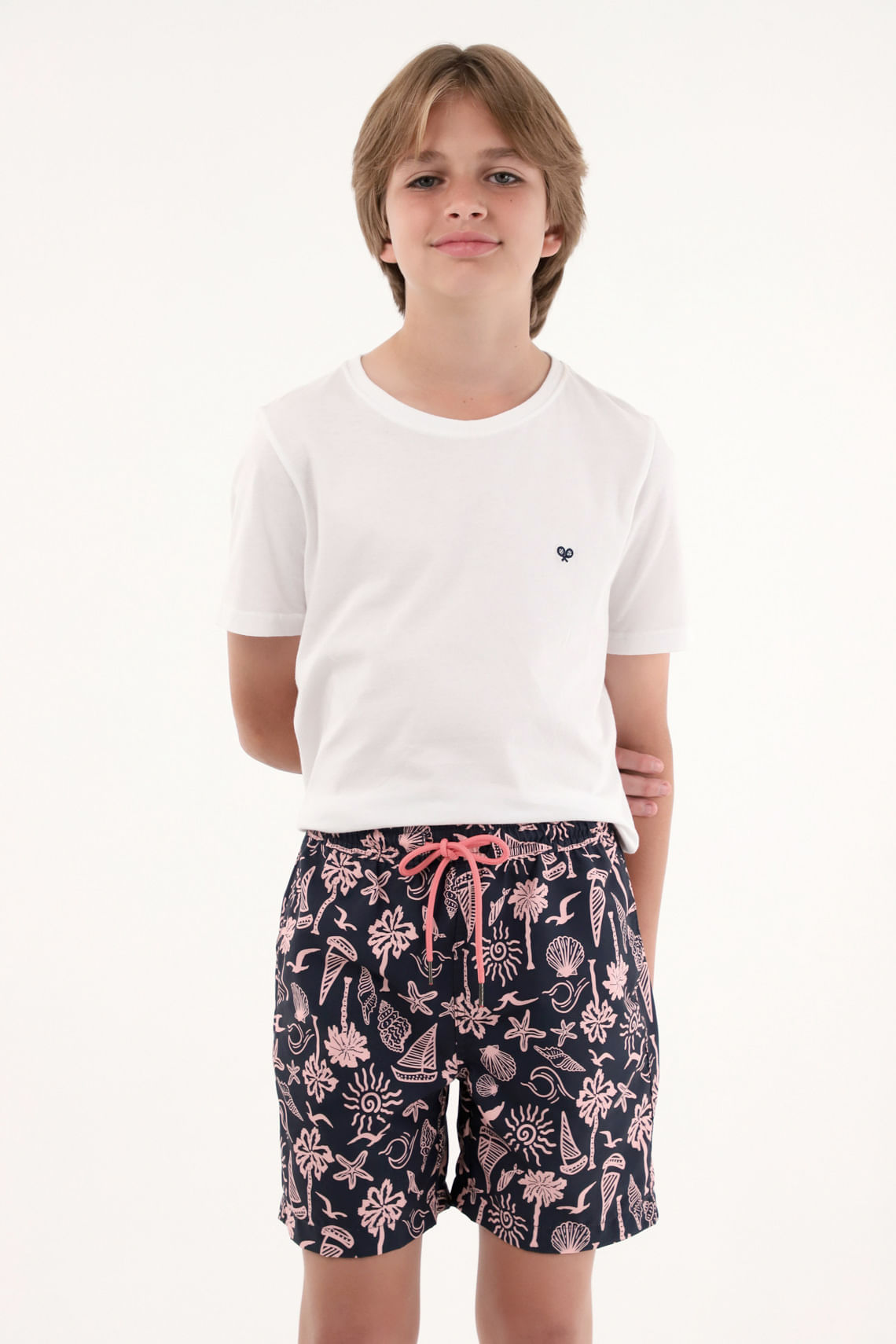 Pantaloneta de baño con estampado playero para niño