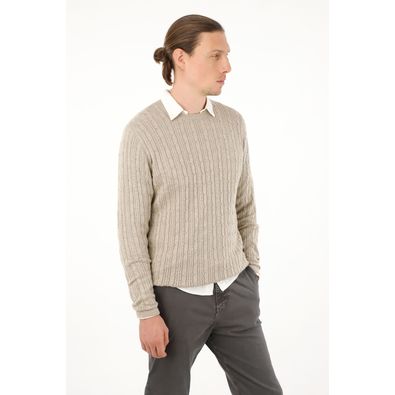 Buzo gris cuello redondo tejido para hombre